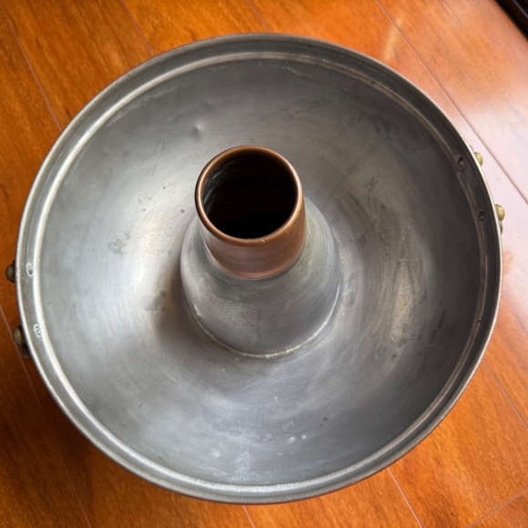 Mid Century Metal Korean Hot Pot Table Top Chafing Dish Handles Lid Butterflies. - Picture 4 of 13